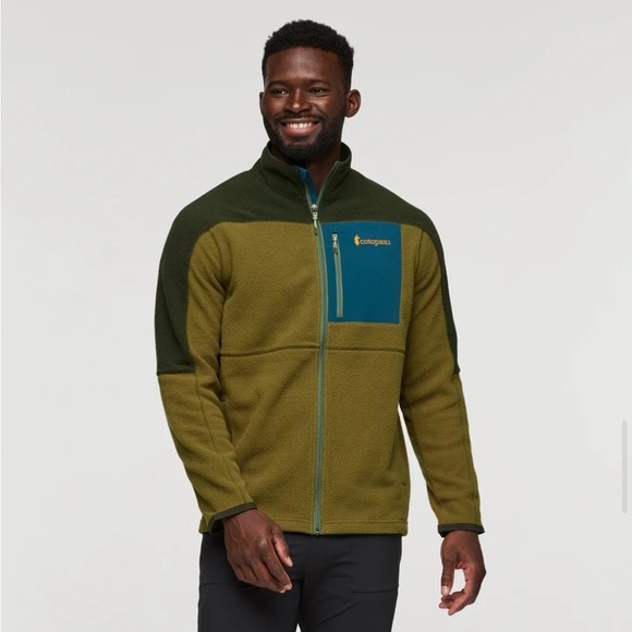 Cotopaxi Men's Large Abrazo Fleece Full-Zip Jacket Green Brown Woods Oak NWT - Picture 2 of 7